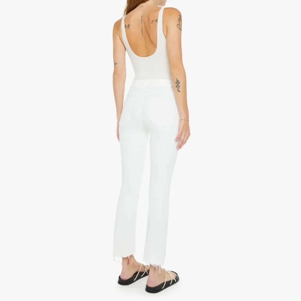 Mother Women’s The Insider Crop Step Fray White Jeans In Fairest Of Them All 27 - Image 5