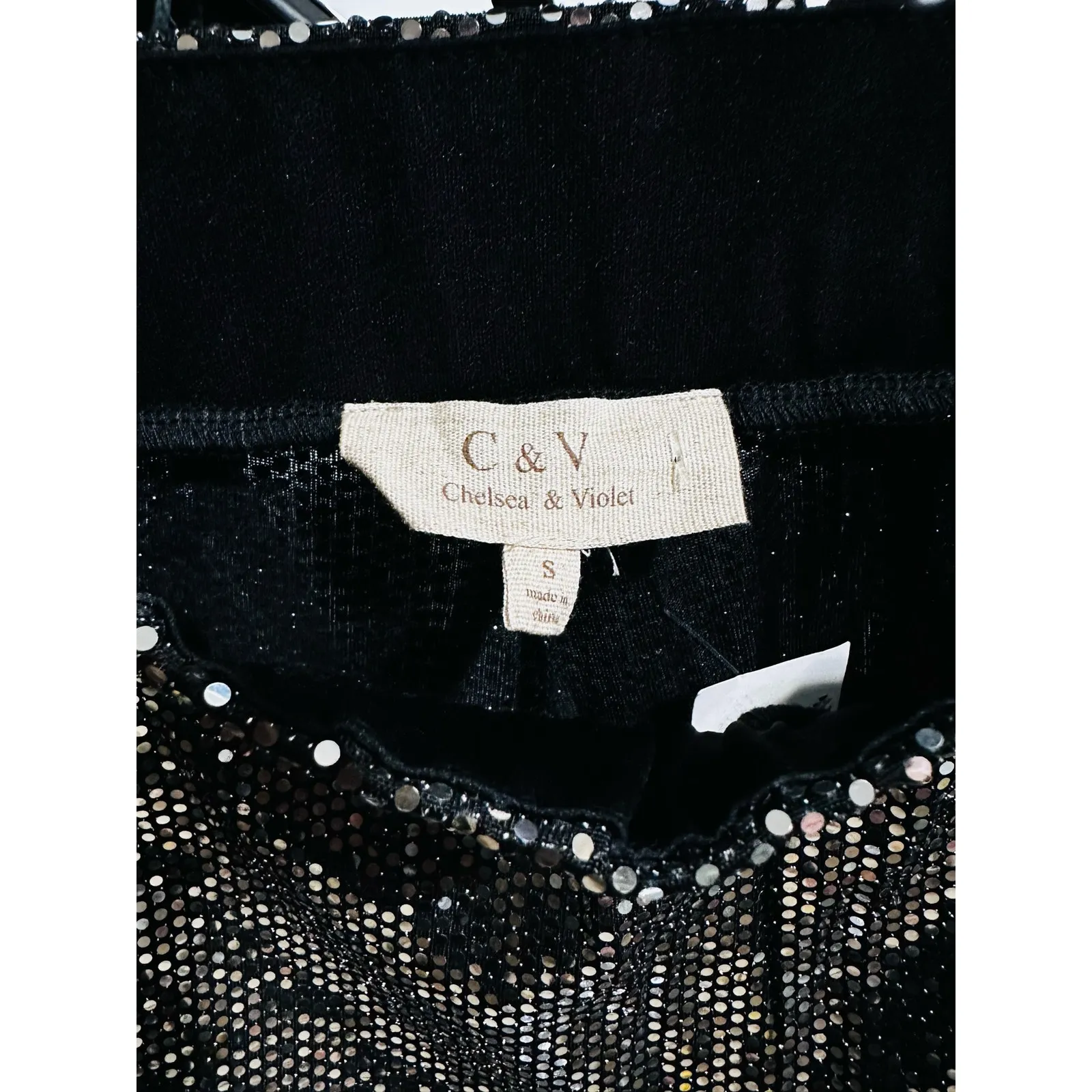 NWT C&V Chelsea & Violet
High Rise Sequin Pull On Flare Pants Small - Image 3