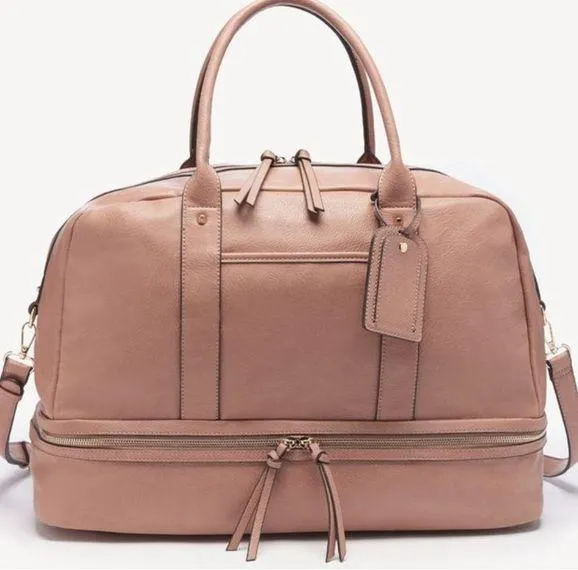 Sole Society Mason Blush Pink Vegan Leather Weekender Duffle Bag large - Image 1