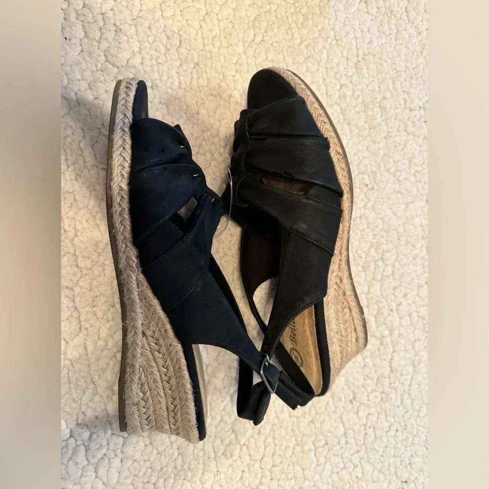 Bella‎ Vita Women’s black brown rope wedges strappy peep toe heel size 8M - Image 3