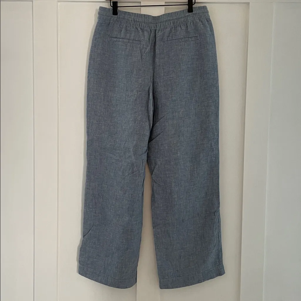 ATHLETA Retreat Linen High Rise Wide Leg Pant in Chambray Blue Size 12 - Image 4