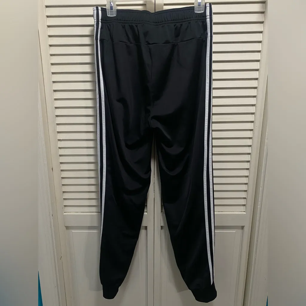 Adidas Women's Size M Black/White 3‎ Stripe Jogger Pants Drawstring Pockets Logo - Image 3