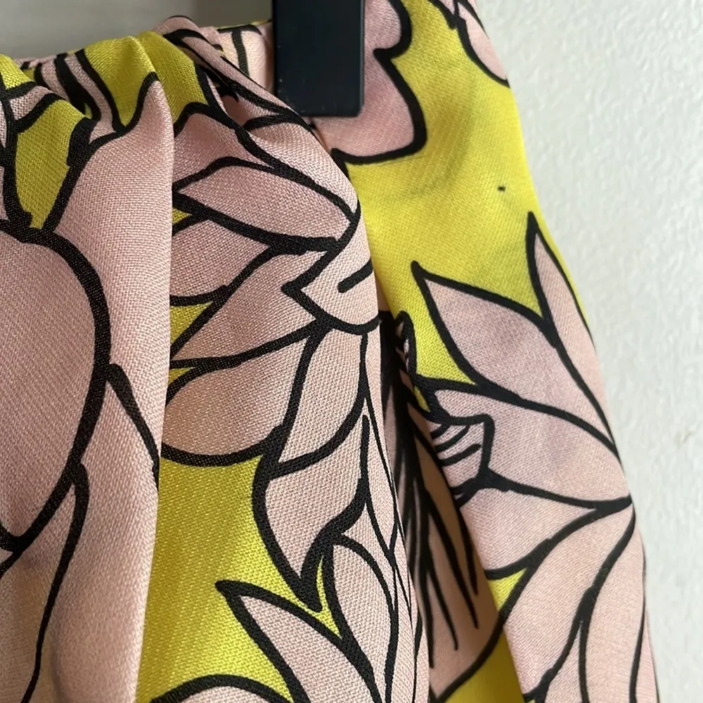 MSGM Floral Pouf Silk Mini Skirt Yellow Size 4 - Image 6