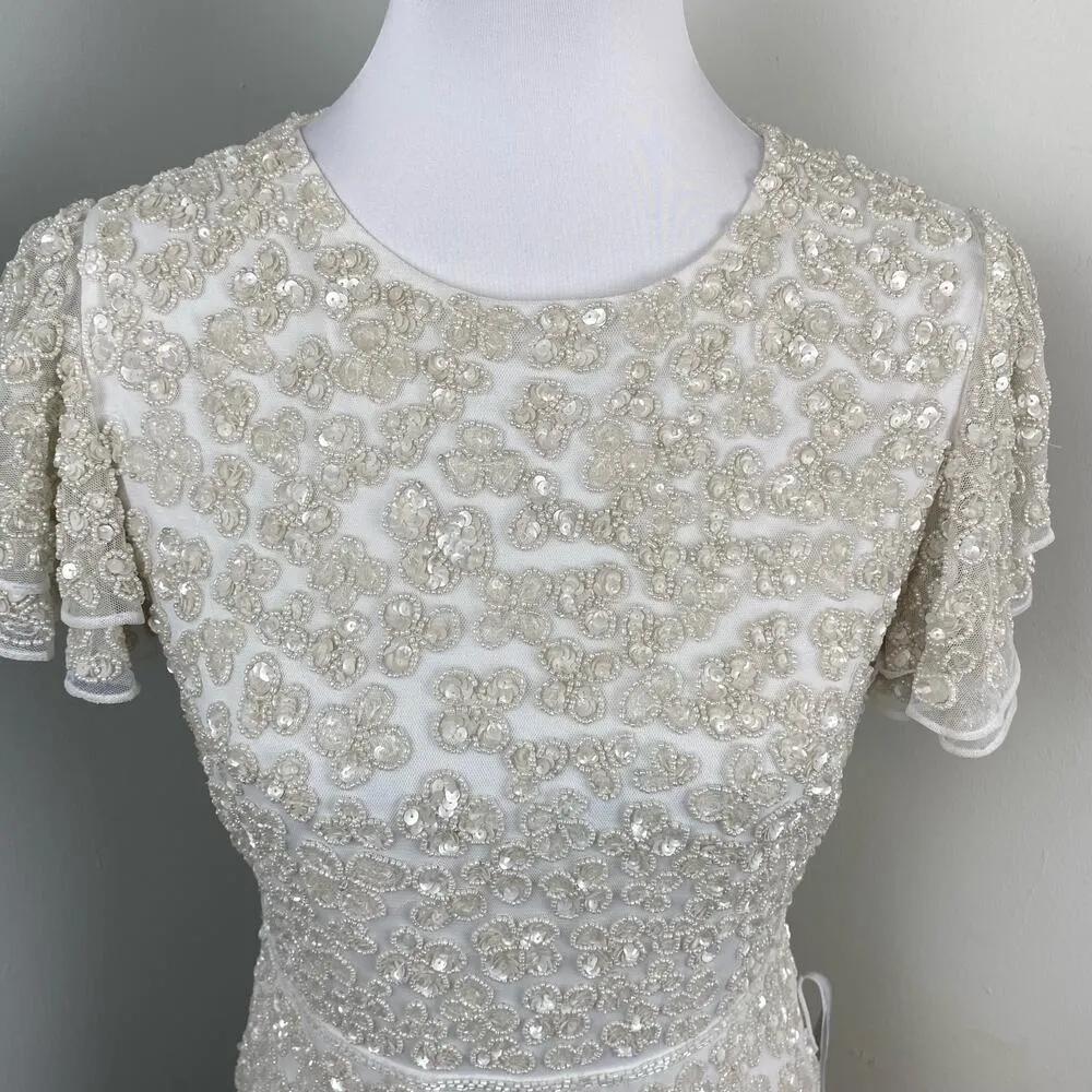 Mac Duggal Floral Embellished Flutter Sleeve Midi Dress Size 4 $498 10827 - Image 6