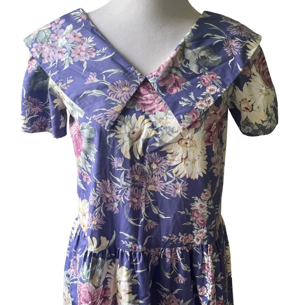 Laura Ashley Vintage 80’s Purple Floral Midi Dress Size Small / Vintage 8 NWT - Image 55