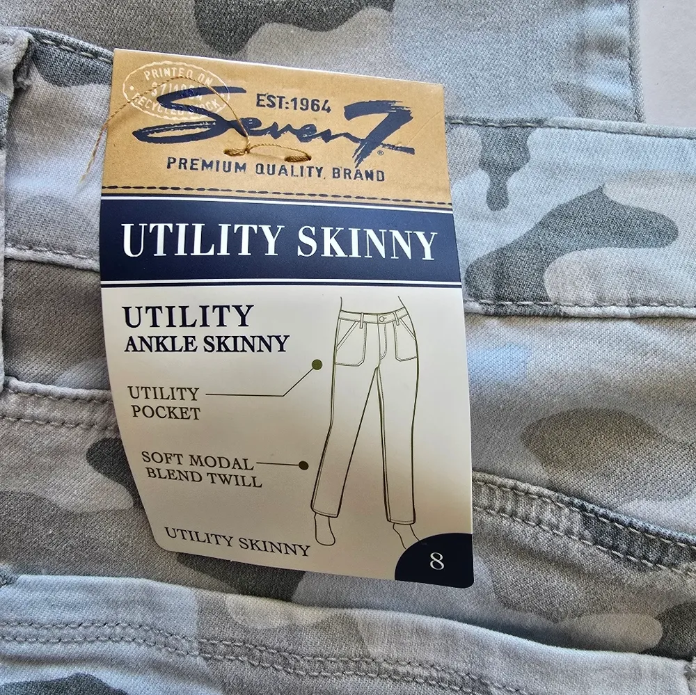 Seven7 Blue Camo Soft Vintage Utility Skinny Twill Ankle Pants Size 8 - Image 13