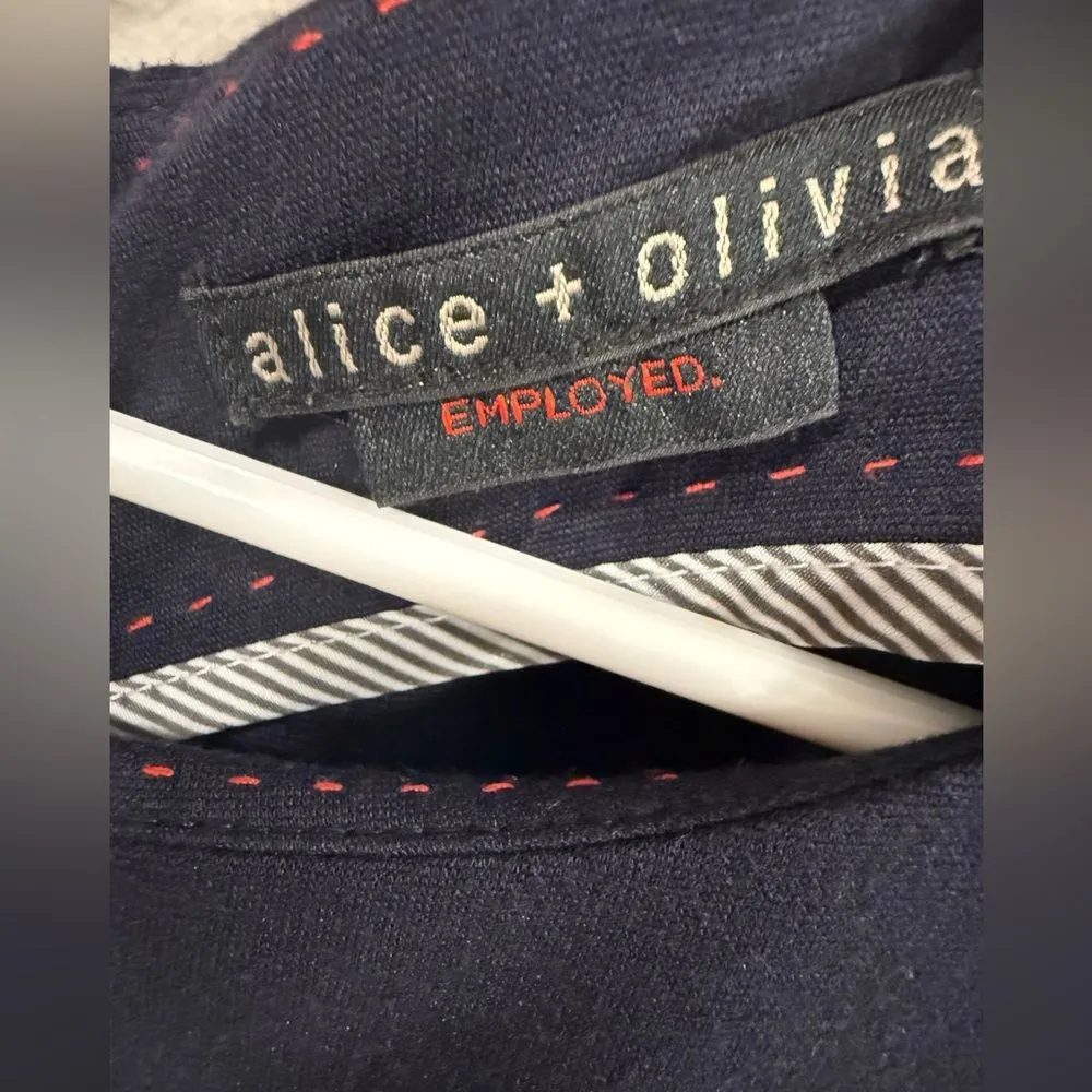 Alice + Olivia Victoria Peplum Dress Navy Blue Cap Sleeve XS (0-2) - Image 4