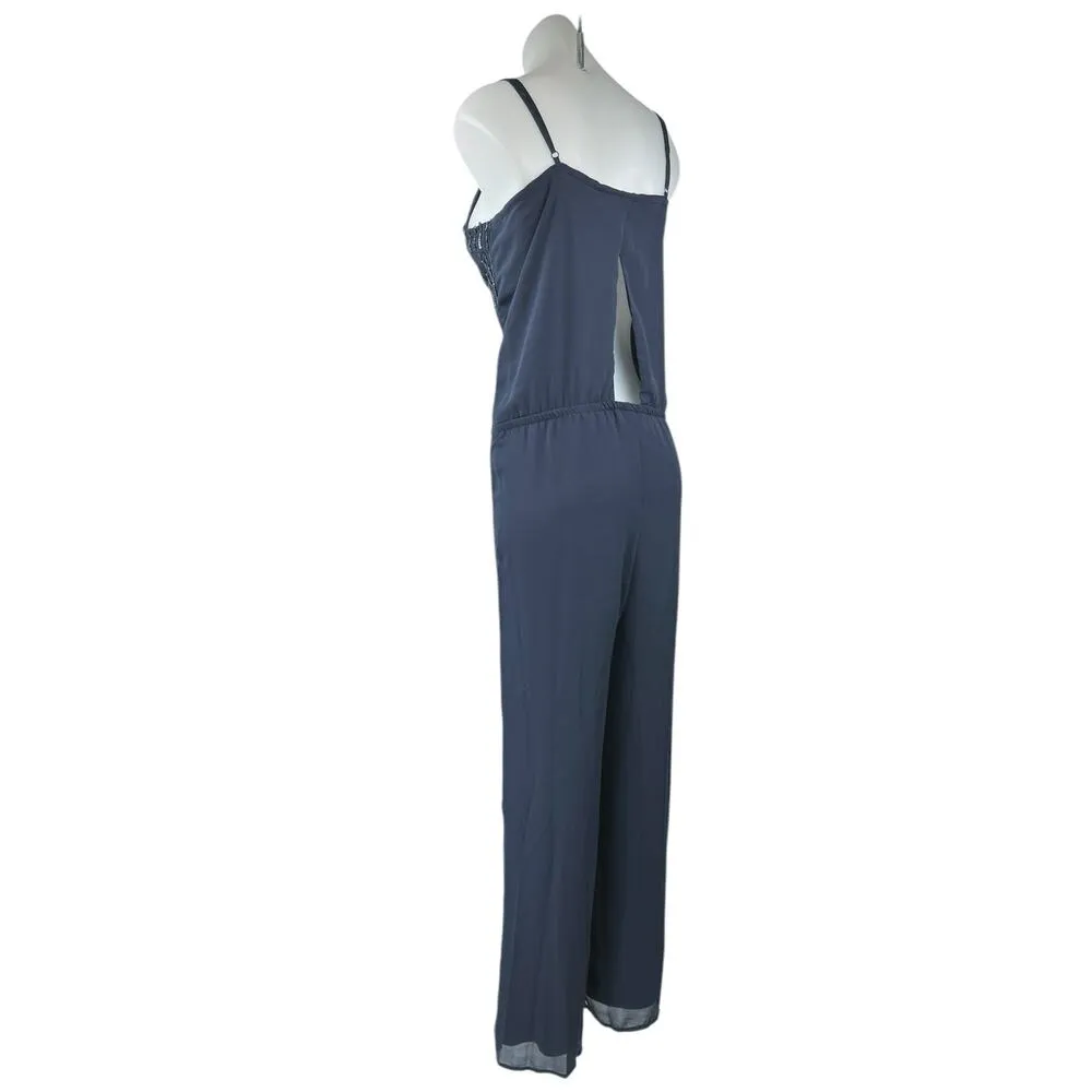 ONLY Women's Blue Sequin Embellished Sleeveless Elastic Waist Jumpsuit Size 10 - Image 2