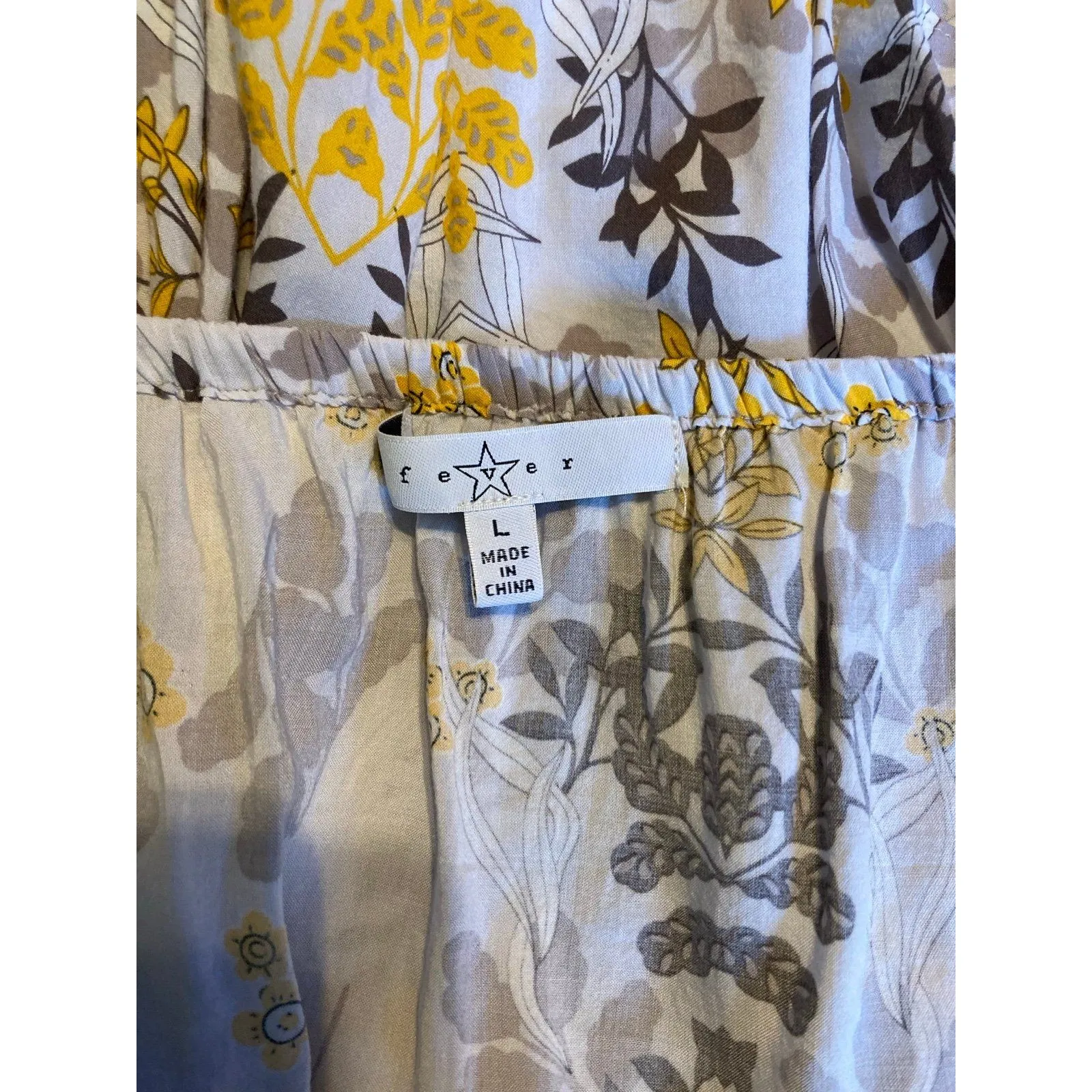 Fever yellow and gray floral off shoulder blouse Size L - Image 3