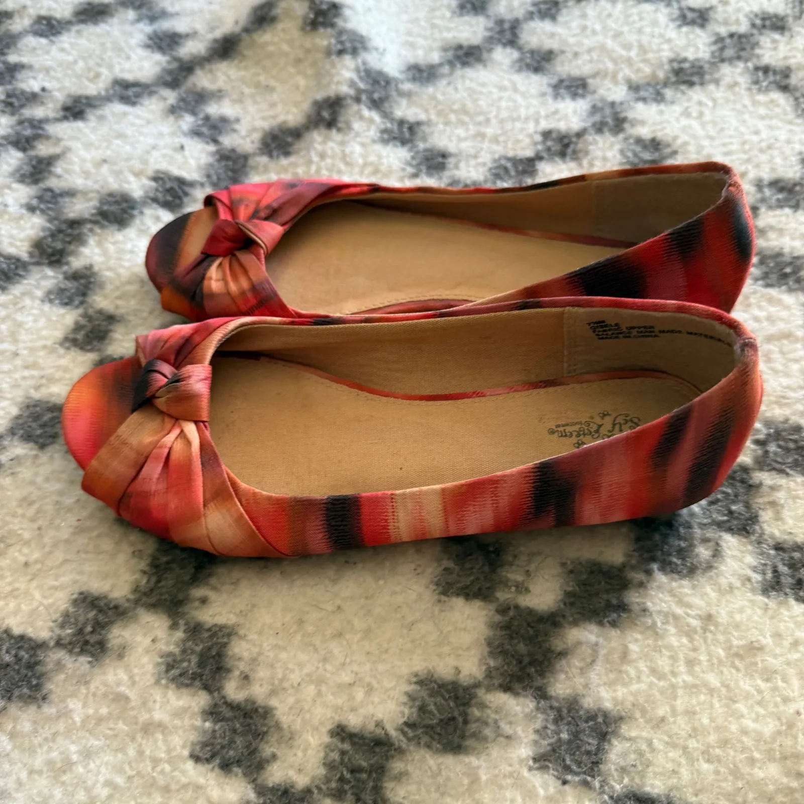 Self Esteem Peep Toe Flats 7.5M Multicolor Twist Knot Ballet Y2K Aesthetic - Image 5