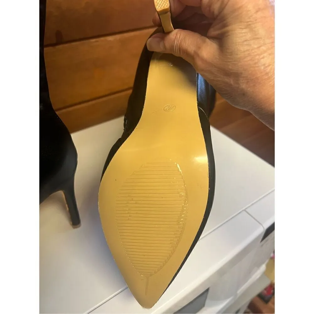 No Brand Faux Soft Leather Heeled Boots Sz 42 (10) NWOT Black - Image 5