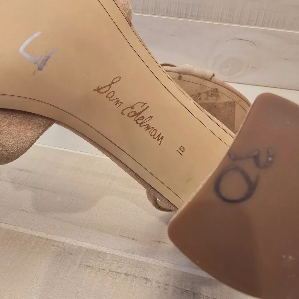 {10} Sam Edelman Yancy Block Heel Ankle Strap Sandal in Golden Caramel Suede - Image 14