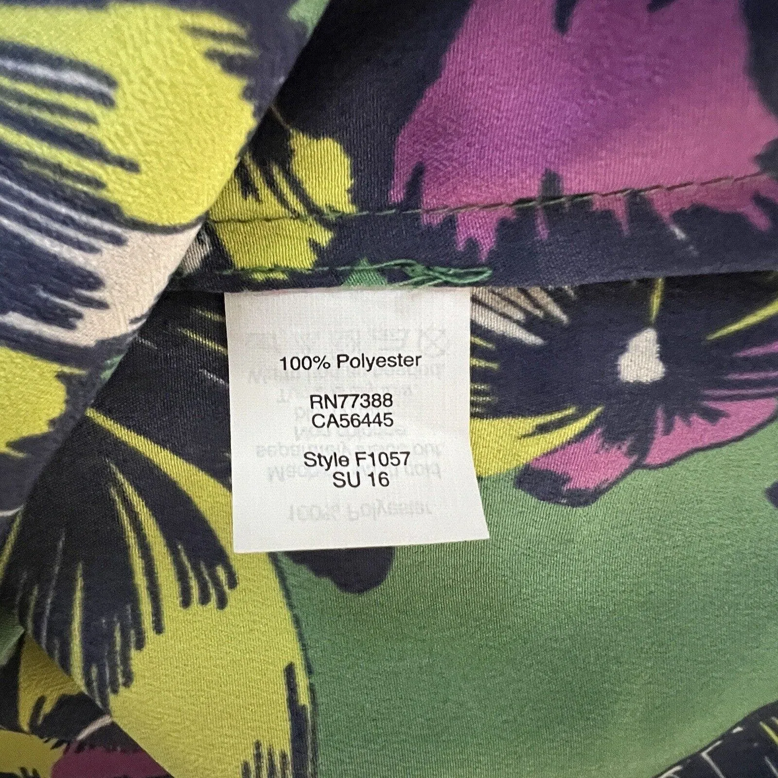 J Crew‎ Blouse Womens 4 Green Purple Floral Printed Drapey Scoop Neck Colorful - Image 8