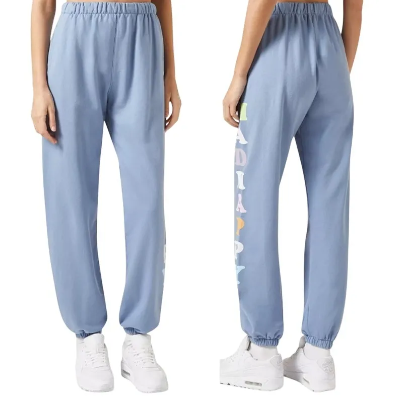 Madhappy High Rise Graphic Print Cotton Terry Jogger Pants Blue Women's Small - Image 2