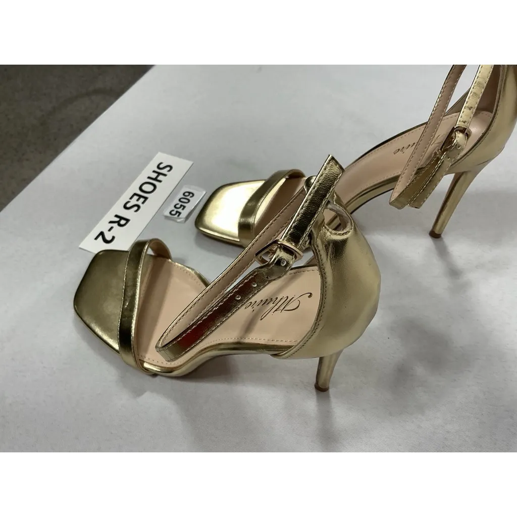 Womans Mhuire Stiletto Dress Sandals 8.5 Gold Strappy Square Toe NWOT - Image 2