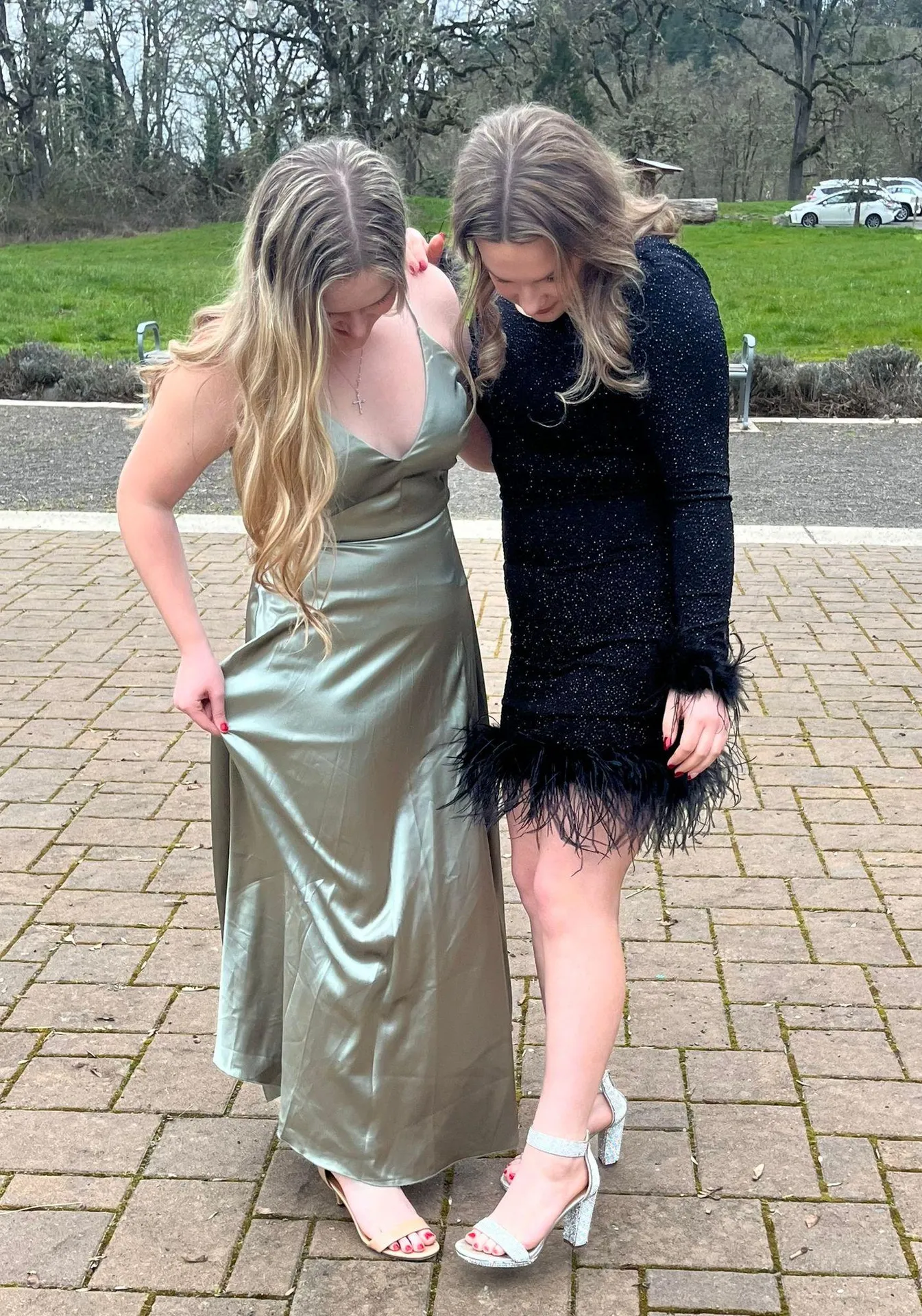 Green Satin Prom / Bridesmaid Dress Size M - Image 3