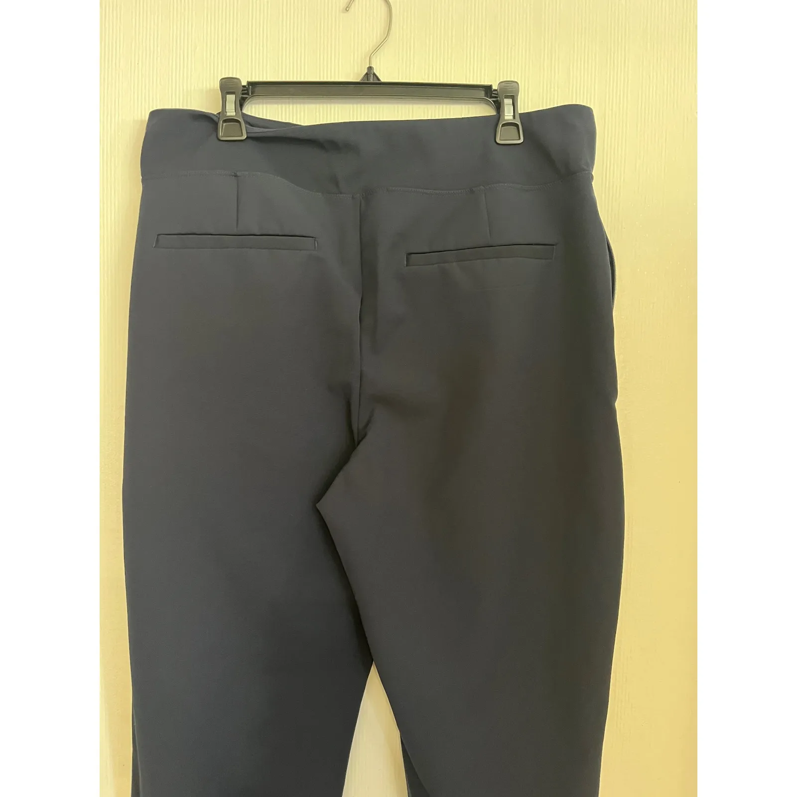 Kirkland Signature Women's XL Navy Blue Dress Pants Side Zip Cropped Leg Slit - Image 3