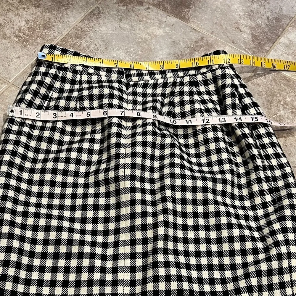 Talbots Vintage Wool Gingham Plaid Pleated High Rise Pencil Skirt Black … - Image 6