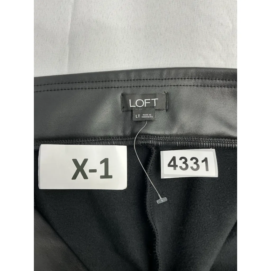 Womans Loft Pullon Leggings Large Tall Black Faux Leather - Image 3