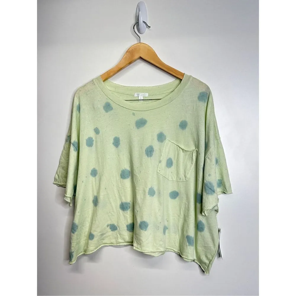 Abound Shirt Womens Coral Tie Dye Cropped Top Green Short Sleeve Size Medium NTW - Image 4