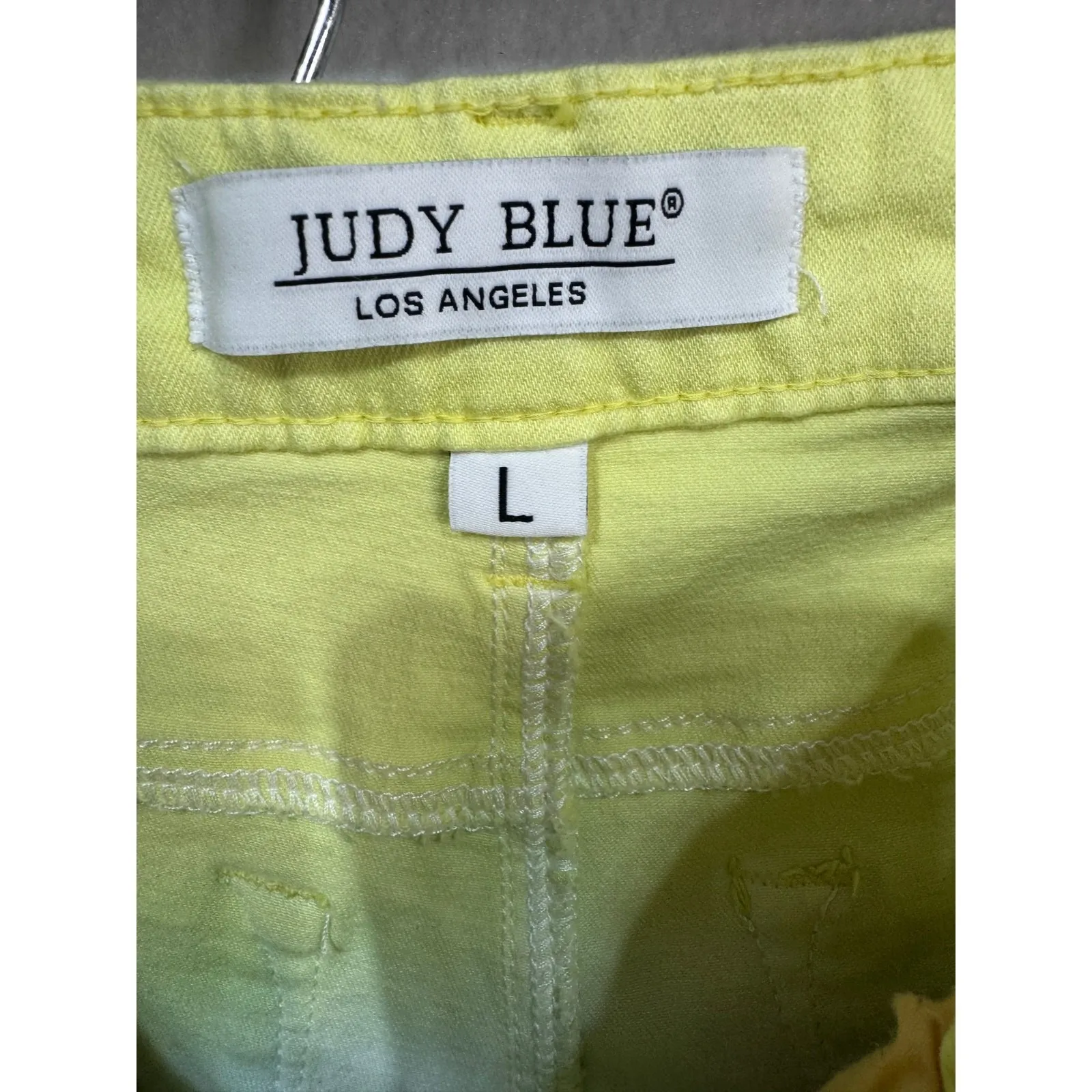 Judy Blue Yellow Blue Purple Ombre Dip Dye‎ Summer High Rise Jean Shorts Size L - Image 3