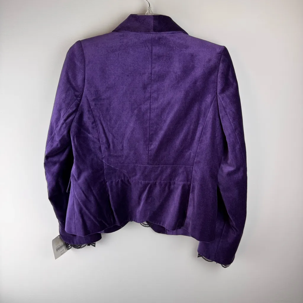 Apostrophe‎ Women's Purple Velvet Blazer Black Lace Sz 6P color purple  NWT - Image 13