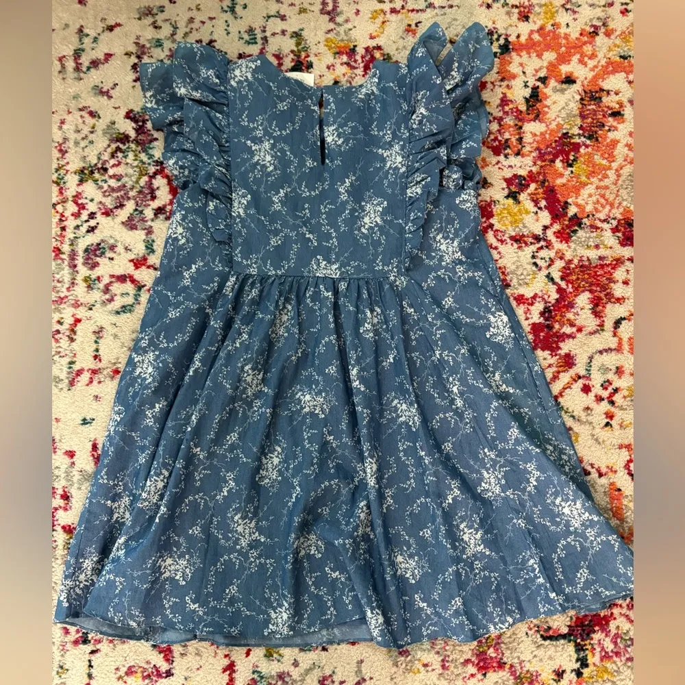 Tuckernuck Chambray Vine Floral Gabi Mini Dress Hyacinth House - Image 5