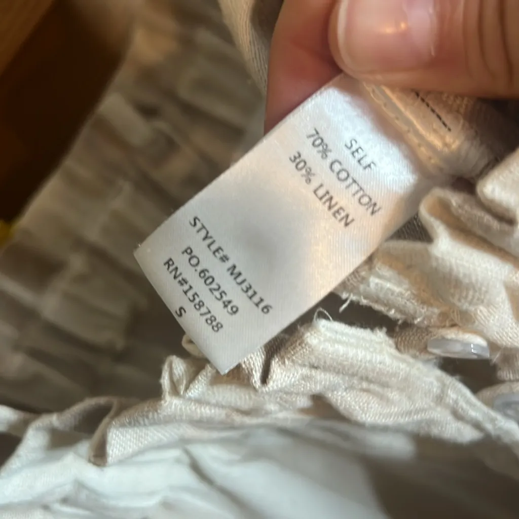 MABLE AILANI WILD LEG JUMPSUIT Linen Cotton Pocket Boho Striped Beige Tan Taupe - Image 10