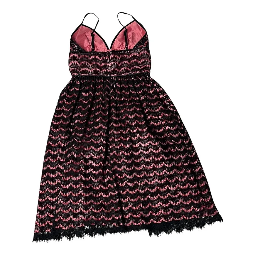 TRINA TURK Embroidered Lace Overlay Dress Kruze Black Rio Rose Spaghetti Straps - Image 5