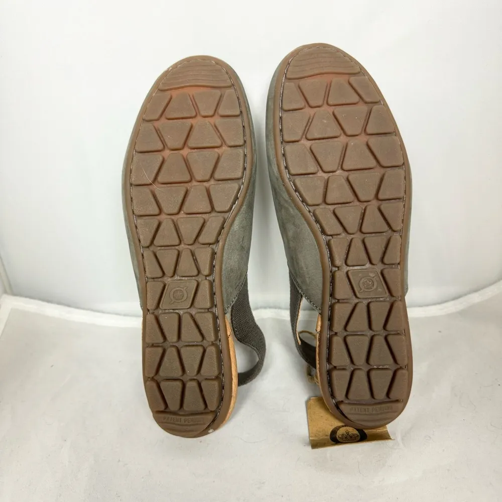 BORN Sebra Sling Bowe Nubuck Leather Mules Loafers Sandals Womens Gray Sz 6 NIB - Image 8