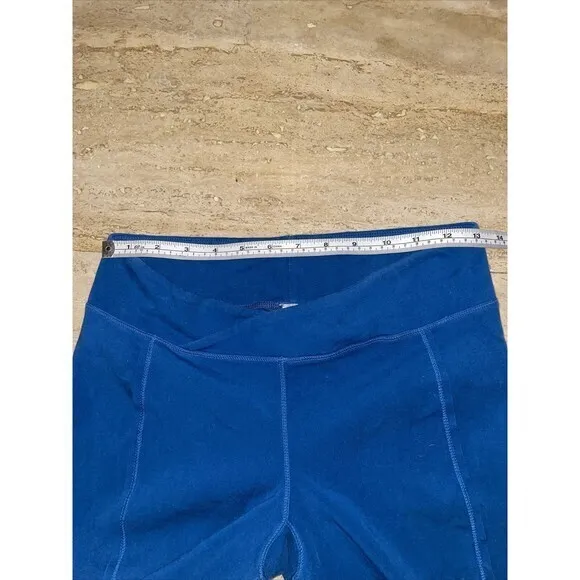 Free People Movement‎ Cropped Pants Slit Hems W Long Strap Sz M Blue Size M - Image 4