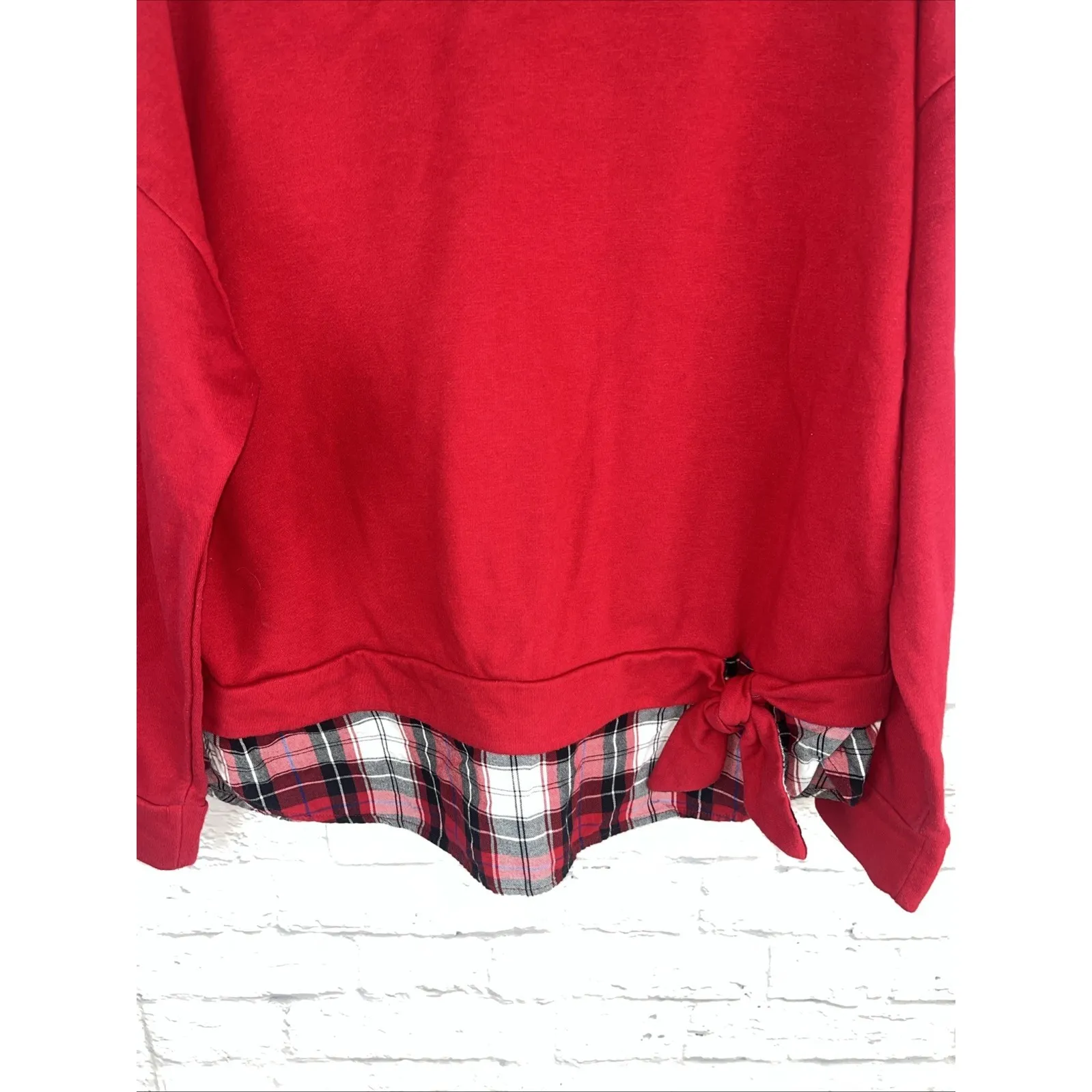 Izod Women's Preppy Casual Red Plaid Sweatshirt Size XXL - Image 3