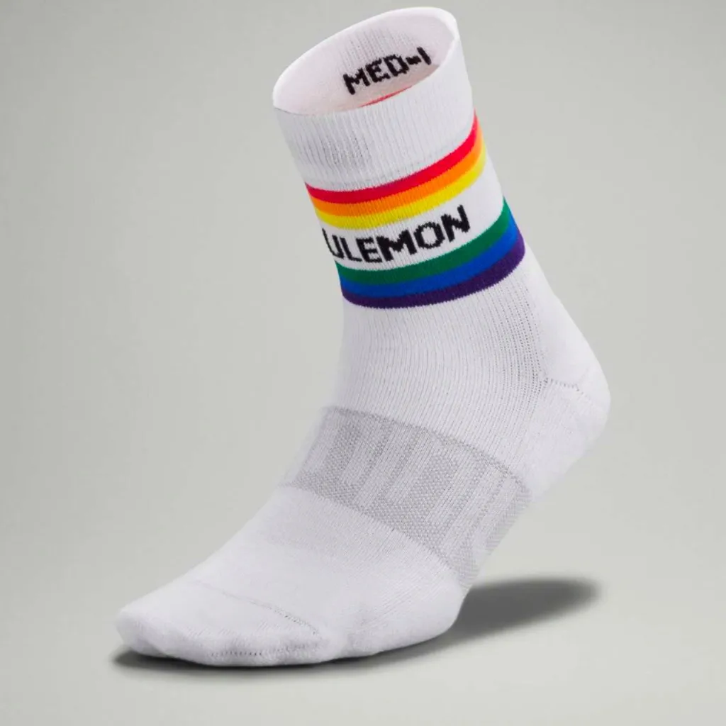 Lululemon Daily Stride Mid Crew Sock Rainbow & White Medium NWT - Image 2