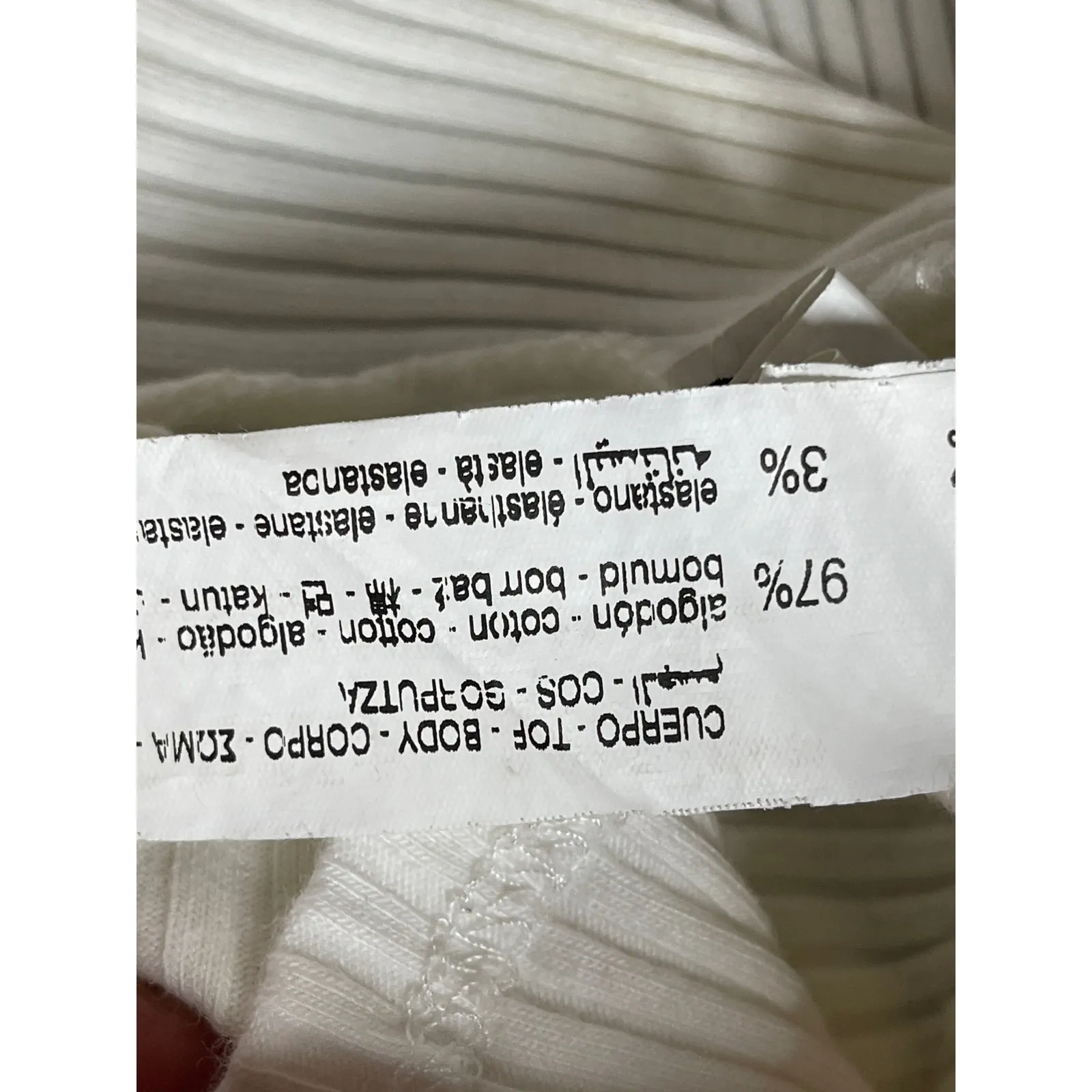 Zara Women's White Cold Shoulder Short Sleeve Rib Knit Blouse Crop Top Size S - Image 5