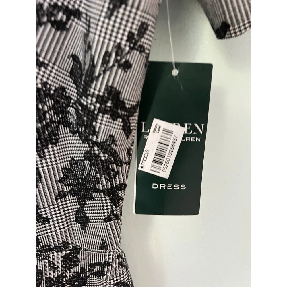 $180 Ralph Lauren Women's Black Pembrook Floral Knit Baba A-Line Day Dress Sz 10 - Image 7