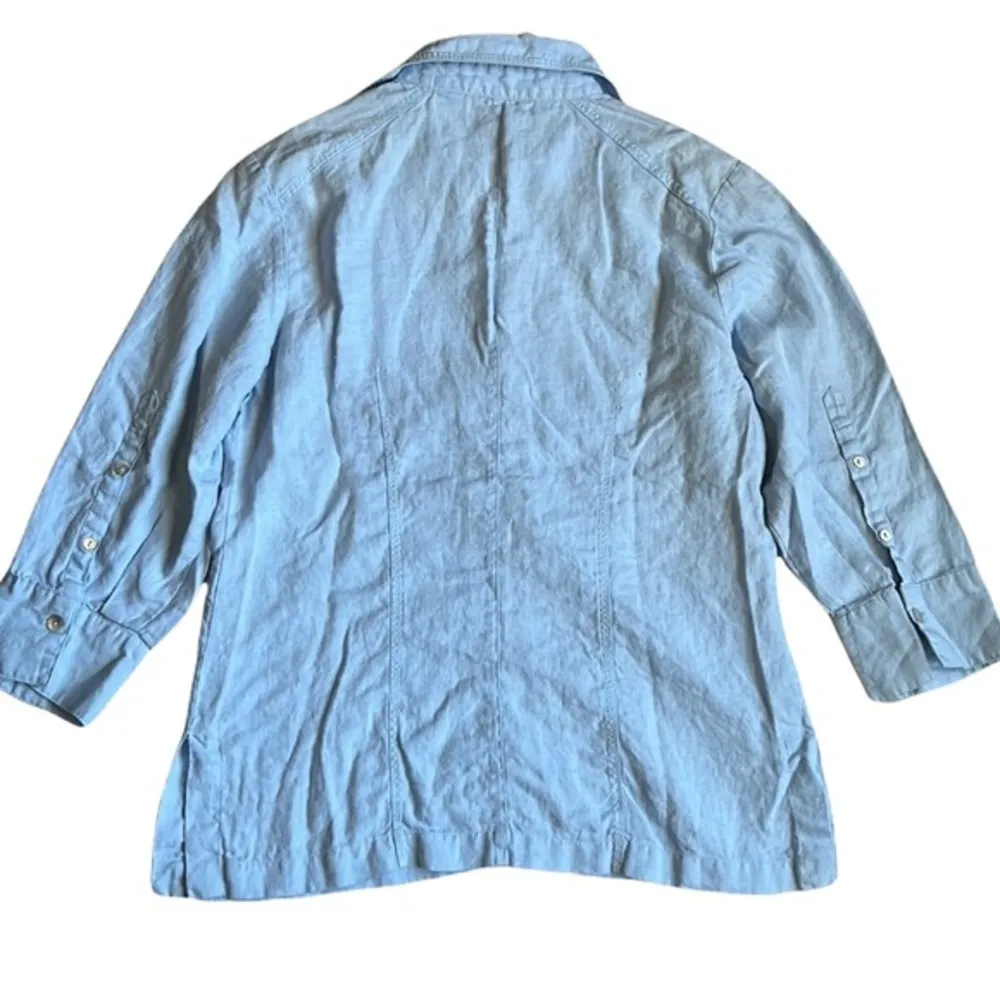 Richard Malcolm Irish Linen Light Blue 3/4 Button Down Shirt - Image 5