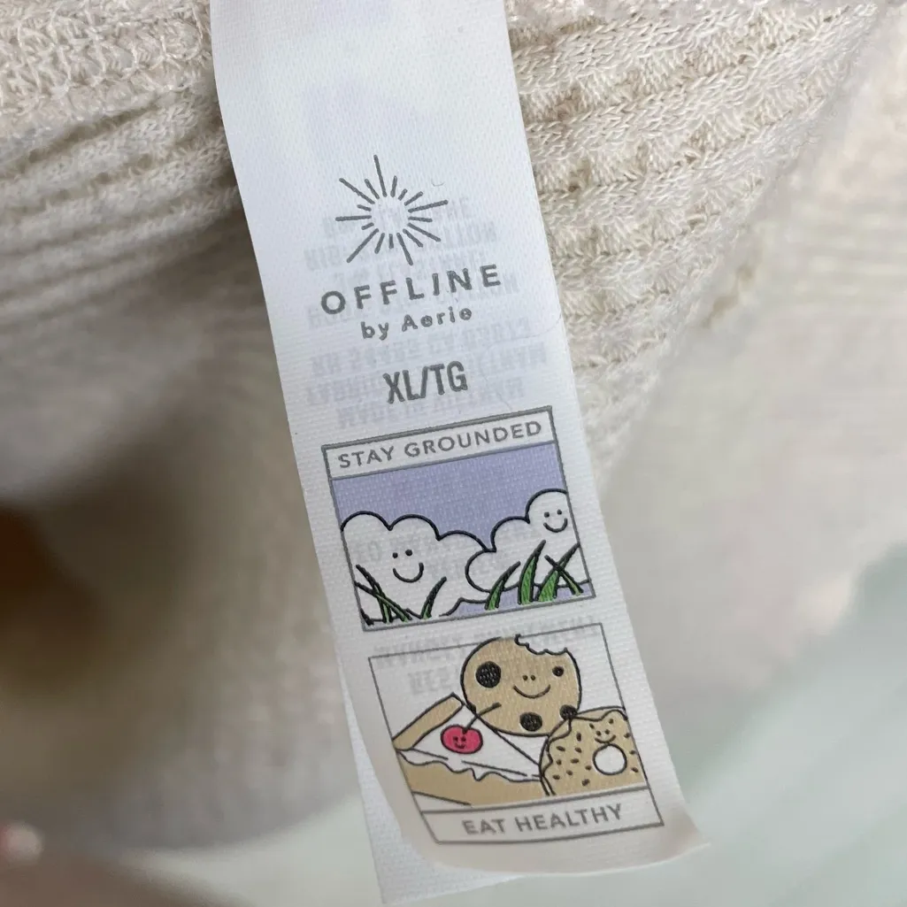 NEW OFFLINE By Aerie Waffle Oversized T-Shirt Women's Size XL Cream Scoop Neck - Image 7