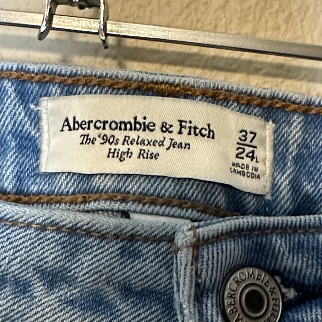 ABERCROMBIE & FITCH 90'S Relaxed High-Rise Curve Love Cuff‎ Hem JEANS 24W Long - Image 4