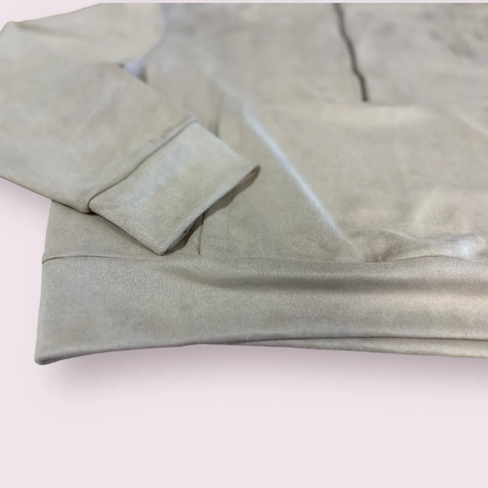 TAHARI cream pullover quarter zipped suede textured sweater​​​​​​​​​​ - Image 6