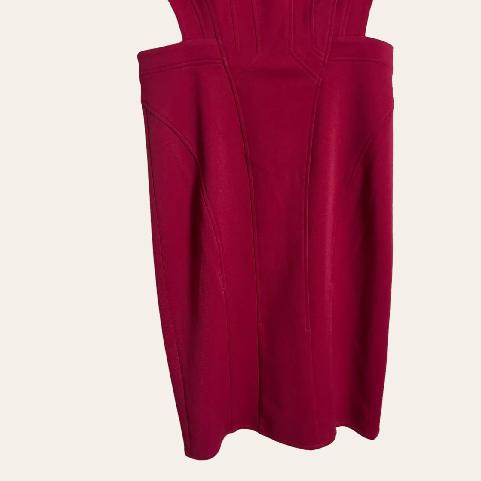 Zac Posen Berry Red Cutout Sleeveless Cocktail Knee Length Sheath Dress Size 6 - Image 2
