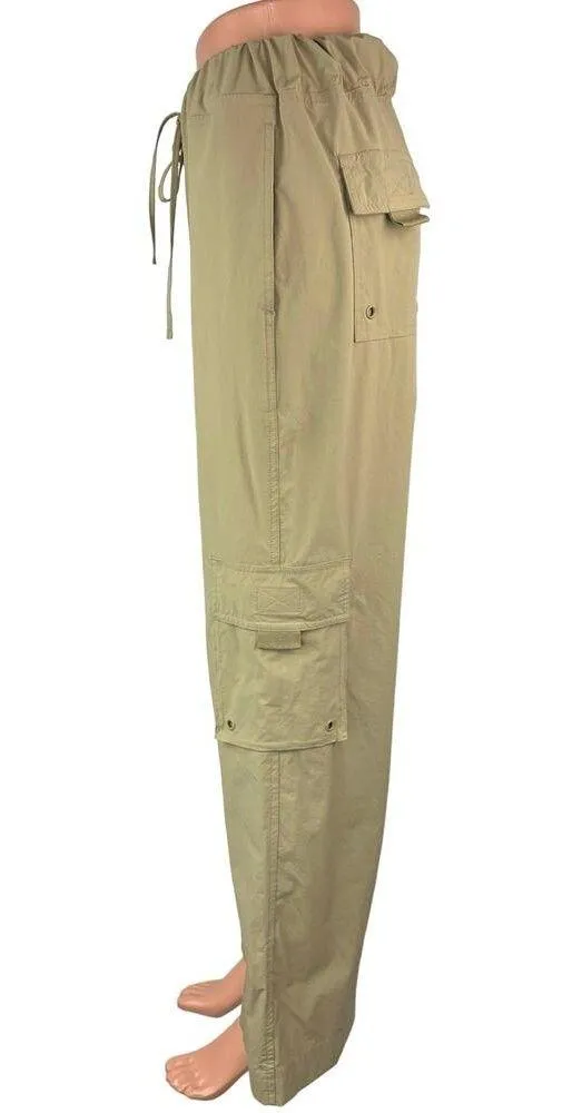 Mono B Women's Green Windbreaker Parachute Cargo Wide Leg Sweat Pants Size M Size M - Image 2