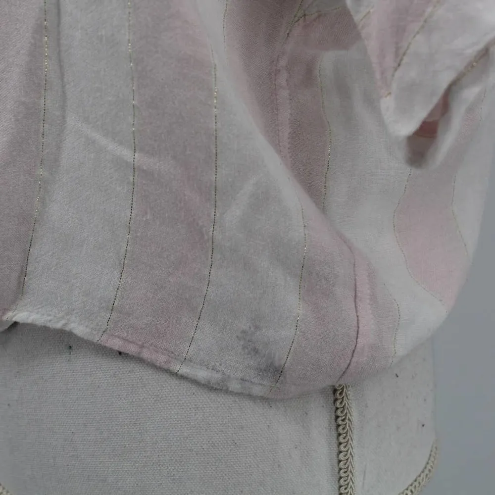 Rails Marley Lotus Stripe Tie Front Button Up Shirt Pink White Gold Short Slv XS - Image 4