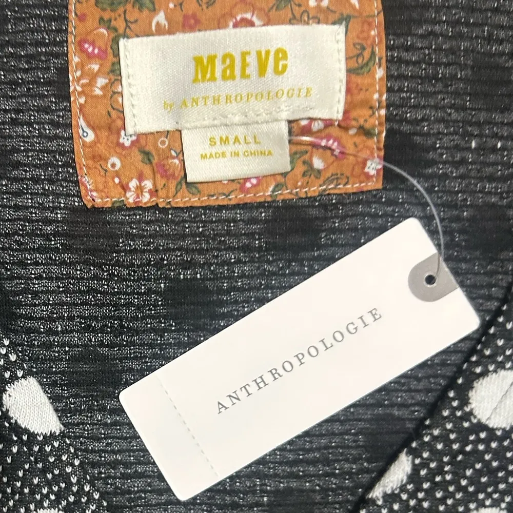 Anthropologie Maeve Jacquard Polka Dot Tank Top Black & White Top Size Small - Image 4