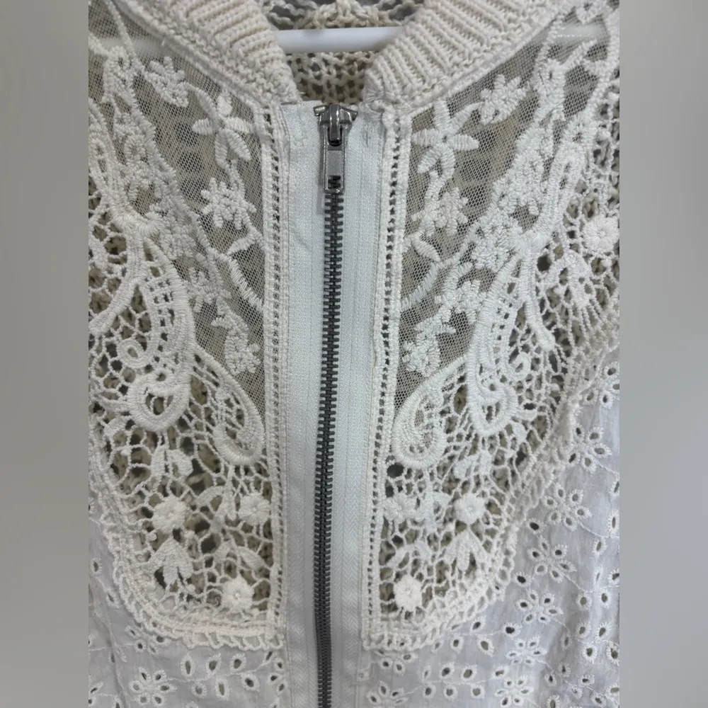 Free People Sun Storm Bomber Jacket  in Ivory Combo Boho Bohemian Hippie Small - Image 7