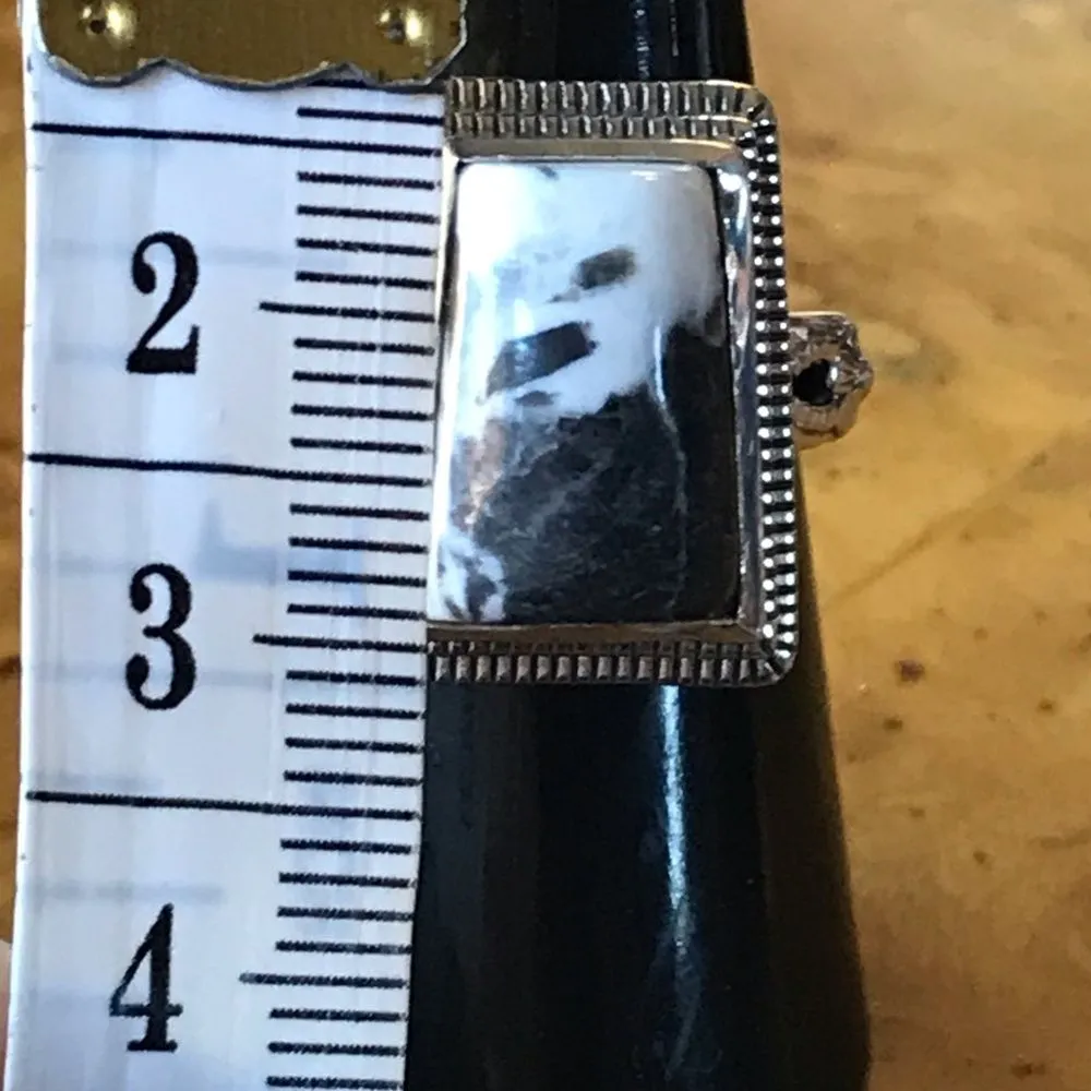 Genuine White Buffalo Turquoise Sterling Silver Ring Size 7 - Image 5