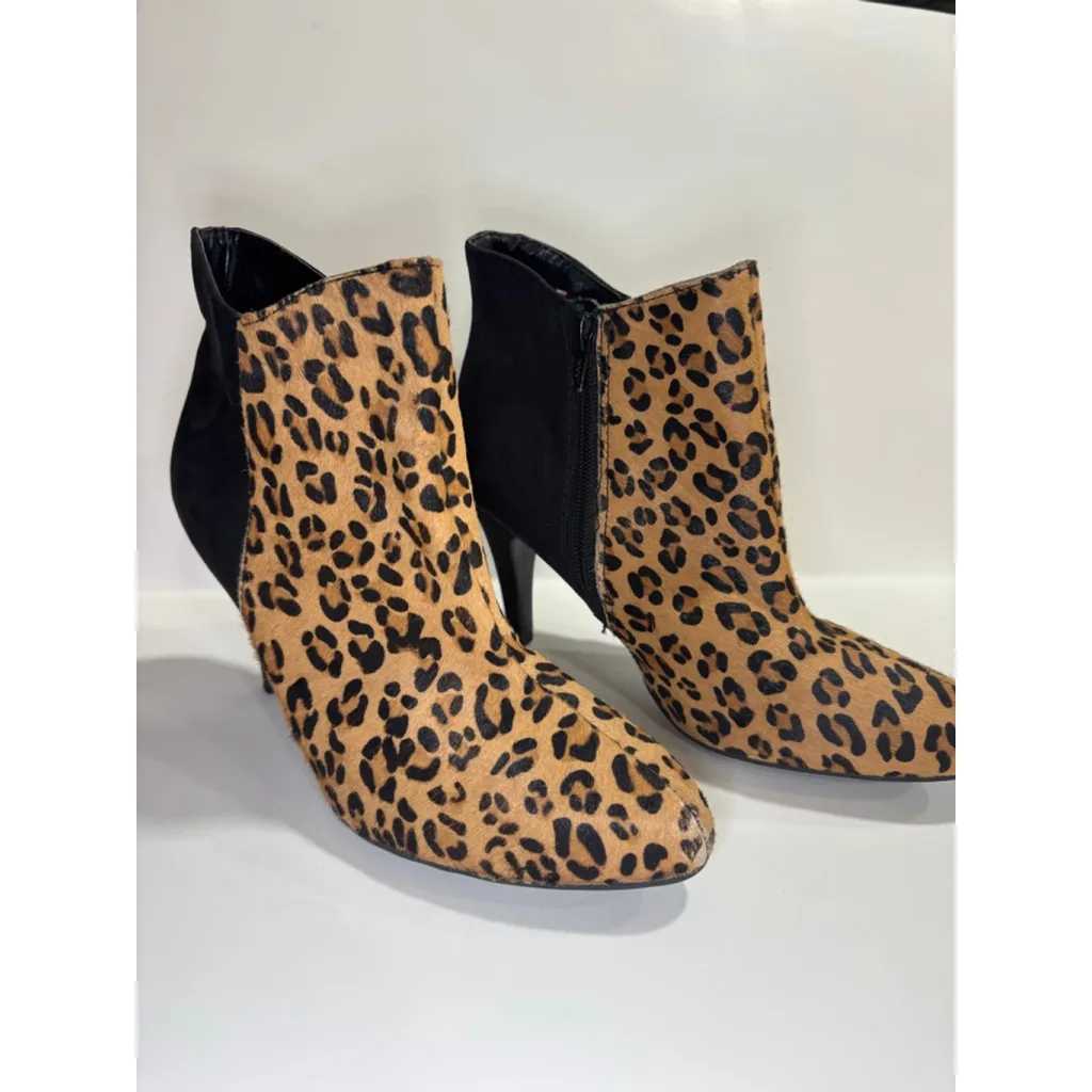 EXPRESS Animal Print Ankle Boots, Zip, Heels, Size 8 - Image 3