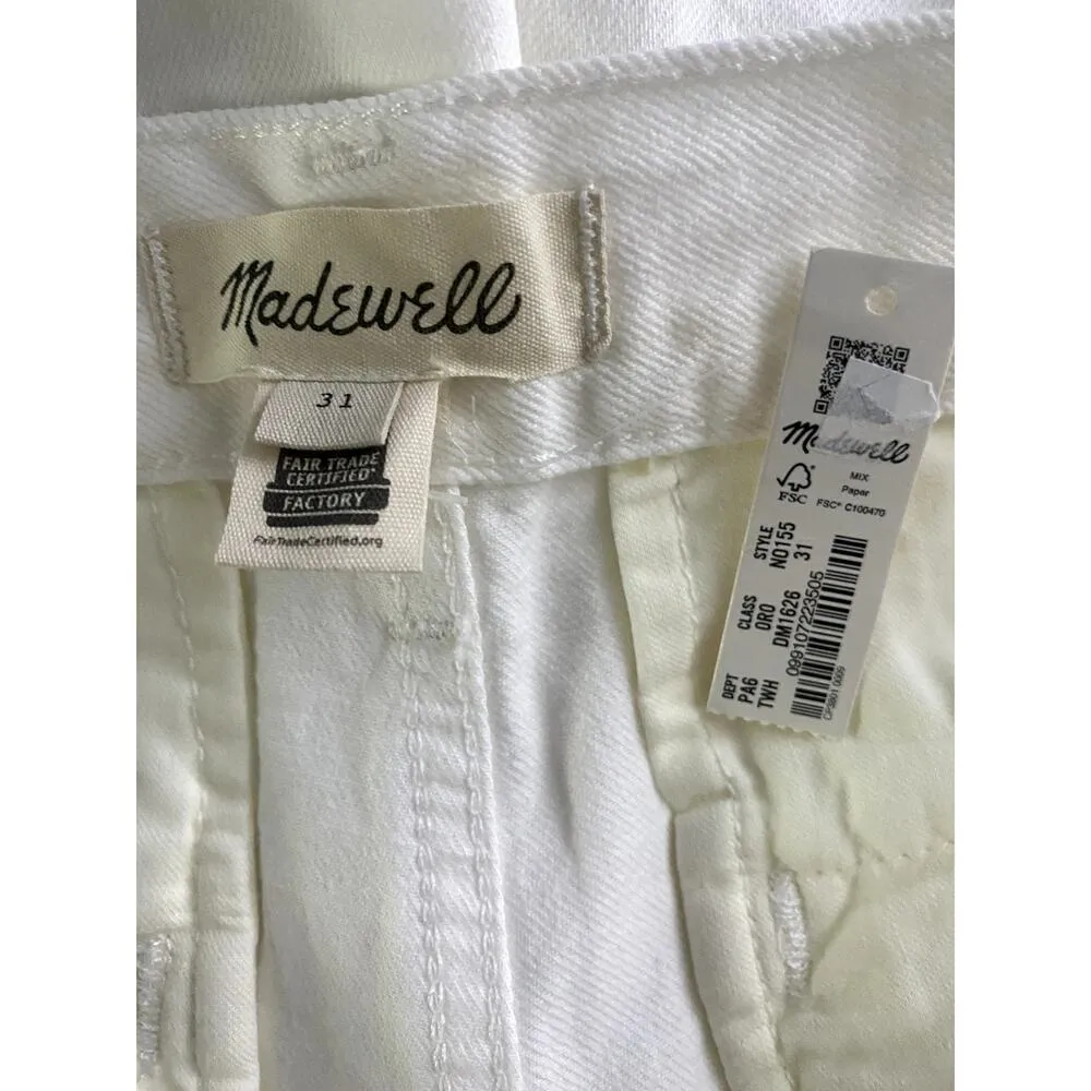 NWT Madewell High Rise Pleated Cotton Jean Shorts Slash Pockets 31 White #2874 - Image 6