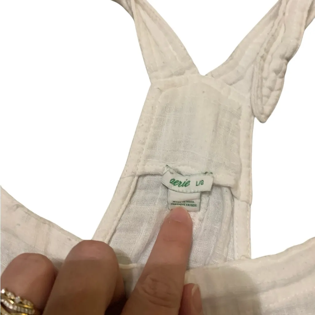 Aerie Shortalls white 100% cotton size L - Image 3