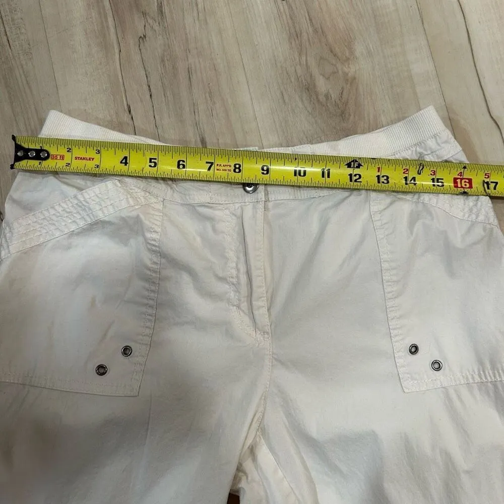 Chico’s White Cargo Style Roll-Up Pants Size 1 Travel Outdoor - Image 10
