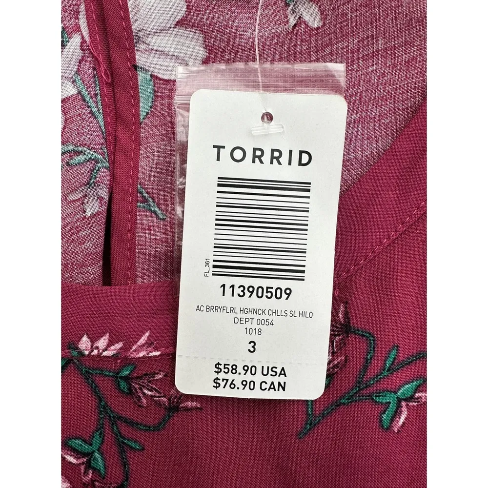 Midi Challis High Neck Dress Berry Dianne Floral 3X NWT - Image 6